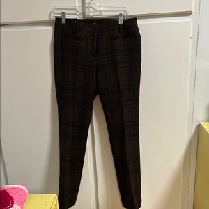 L.L. Bean Signature 4P Women's Wool Dark Plaid Pants